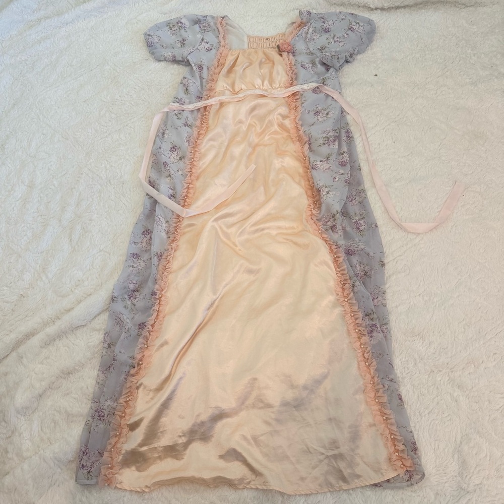 Vintage- princess Inspired Peach & Lavender Satin Nightgown